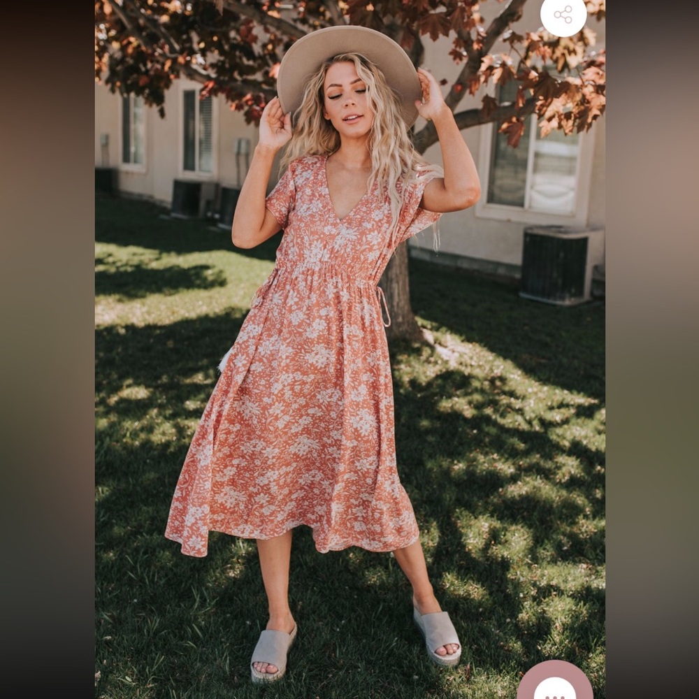 Peach floral dress